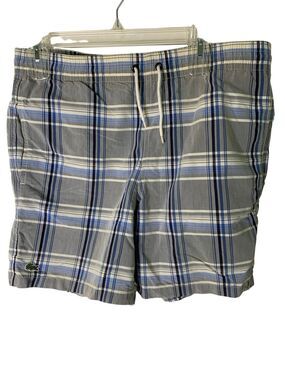 Lacoste swim suit plaid men's size small